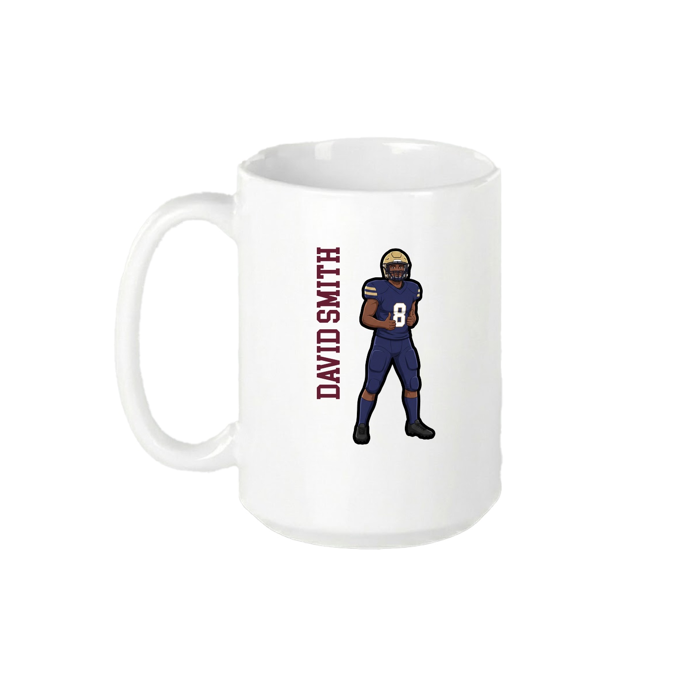 15oz Coffee Mug — Name Vertical in White