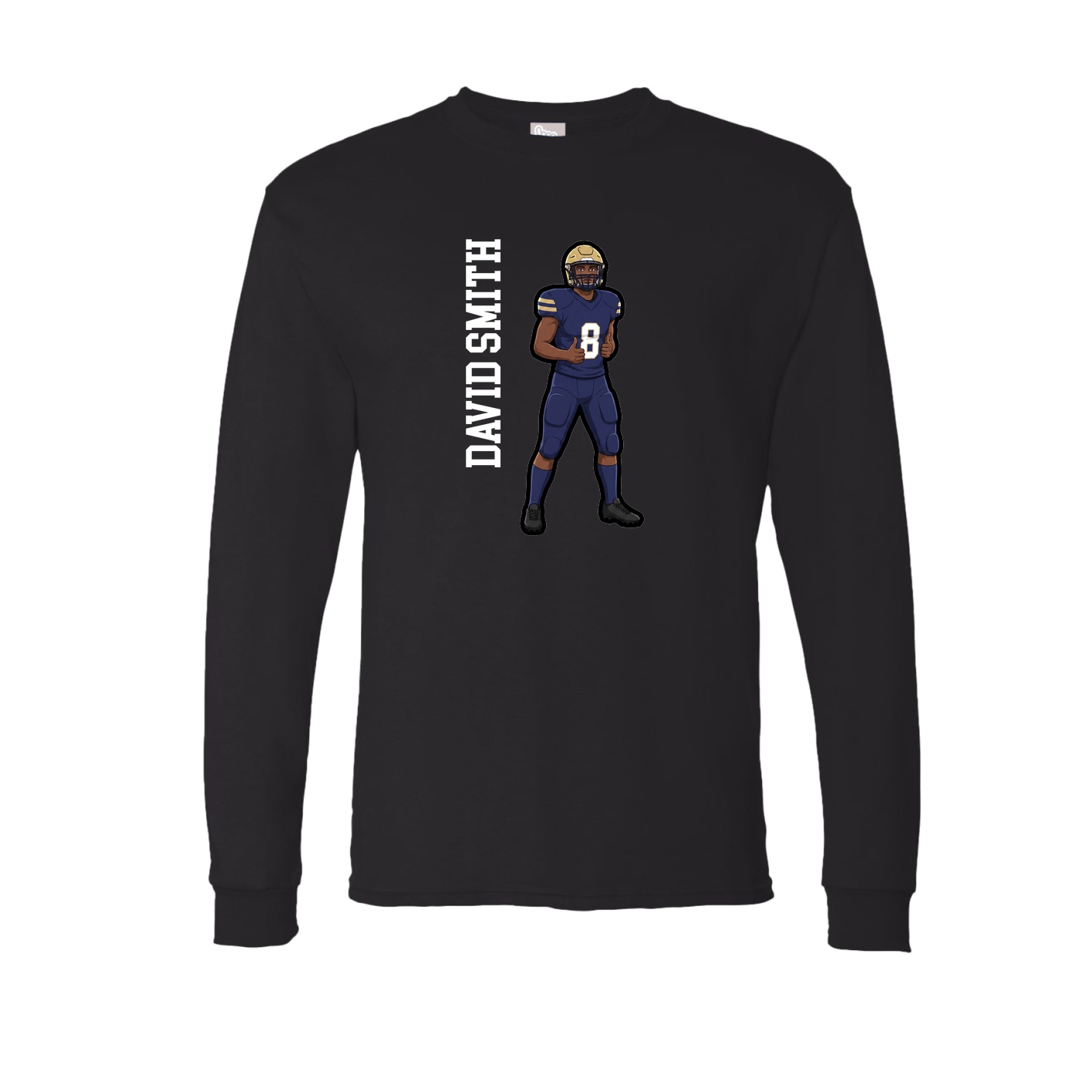 Long Sleeve Tee — Name Vertical in Black
