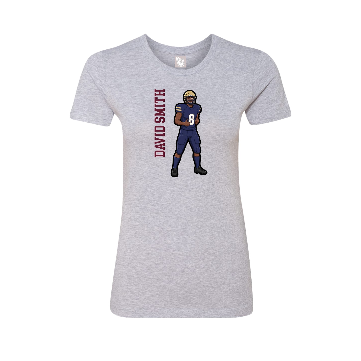Fitted Women's Tee — Name Vertical in Grey