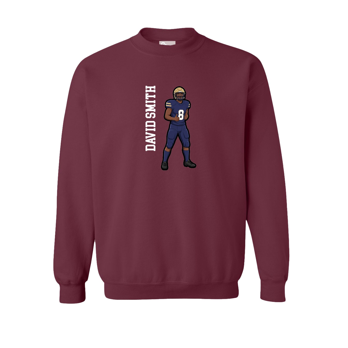 Fleece Crew — Name Vertical in Maroon