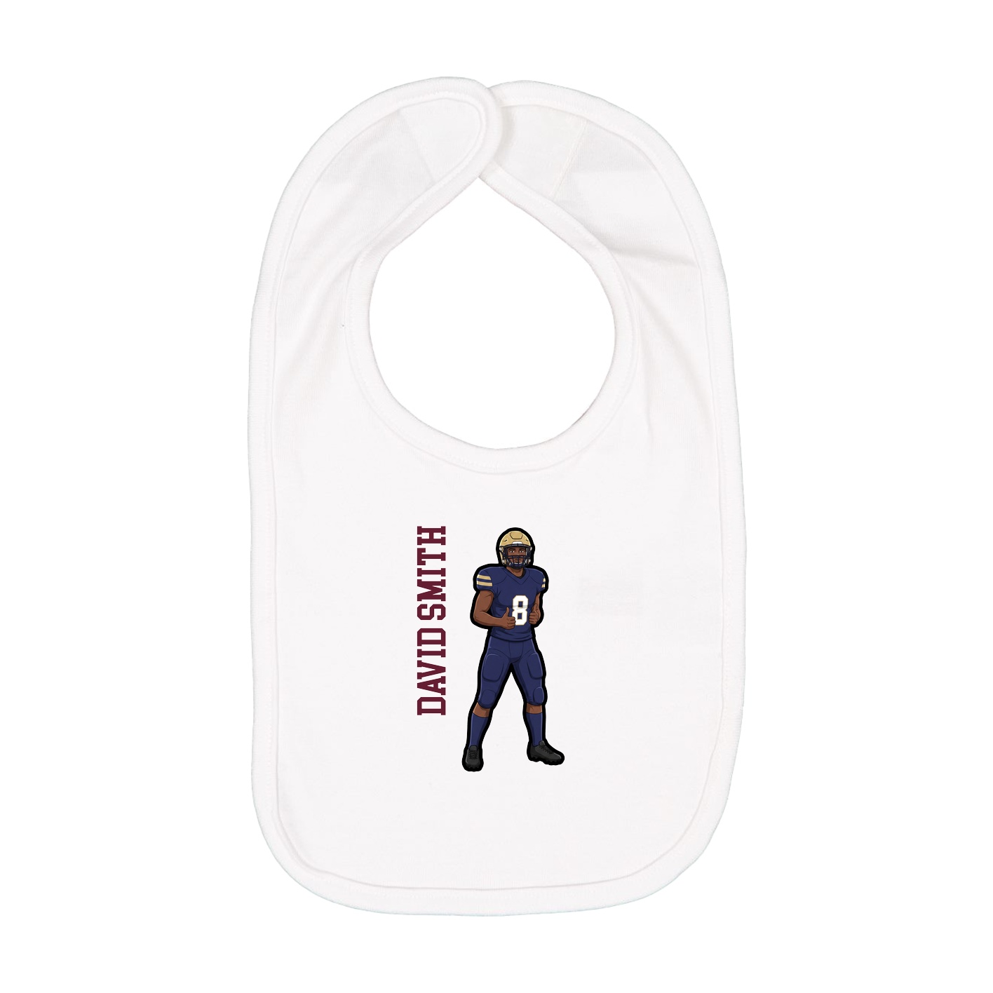 Infant Bib — Name Vertical in White