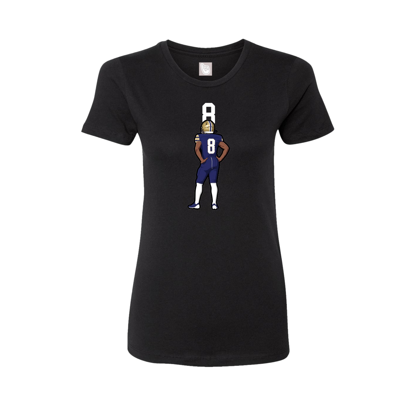 Fitted Women's Tee — Number Top in Black