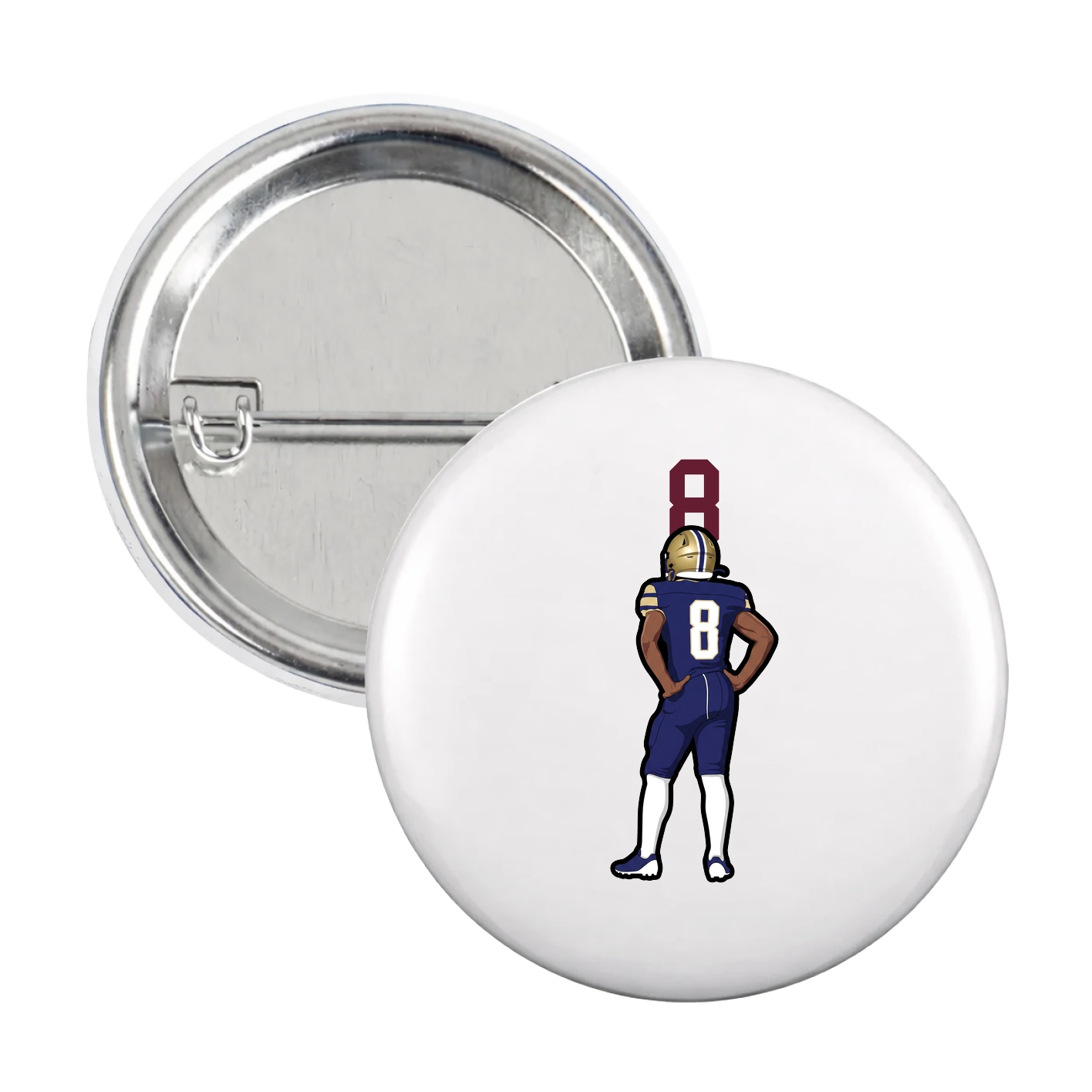 Game Day Button — Number Top in White