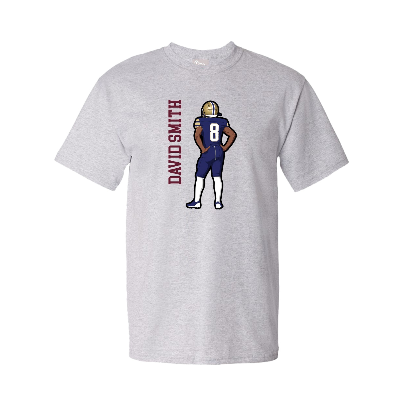 Youth Tee — Name Vertical in Grey