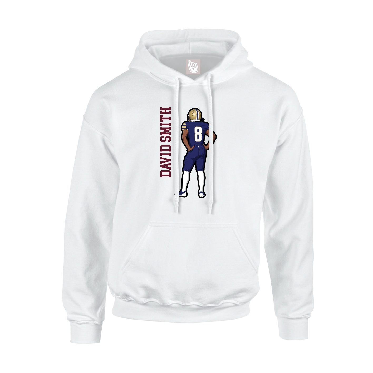 Youth Hoodie — Name Vertical in White