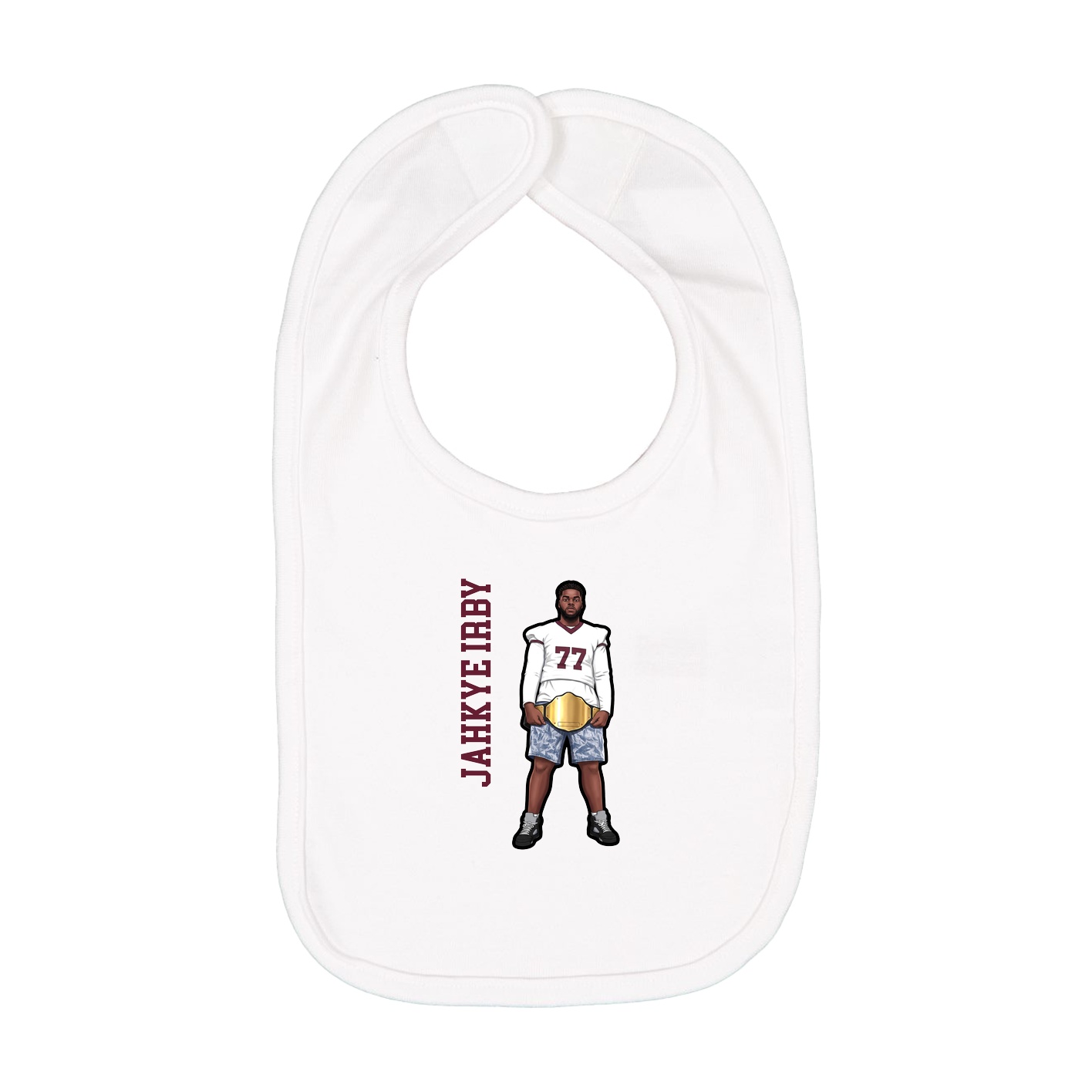 Infant Bib — Name Vertical in White
