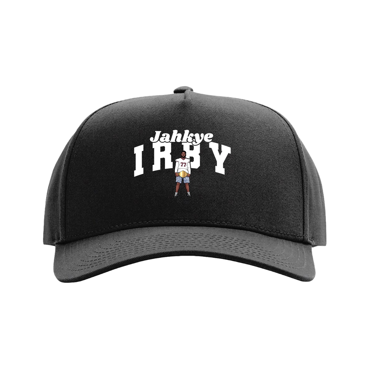 Full Fabric Five-Panel Champ Cap — Signature Arch in Black
