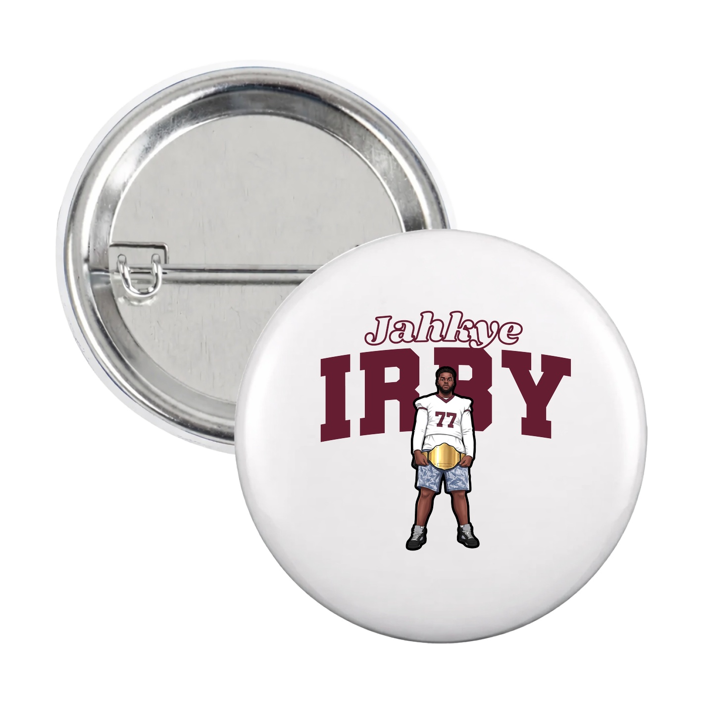 Game Day Button — Name Arch in White