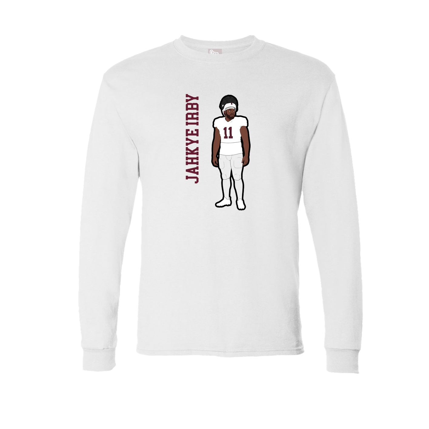 Long Sleeve Tee — Name Vertical in White
