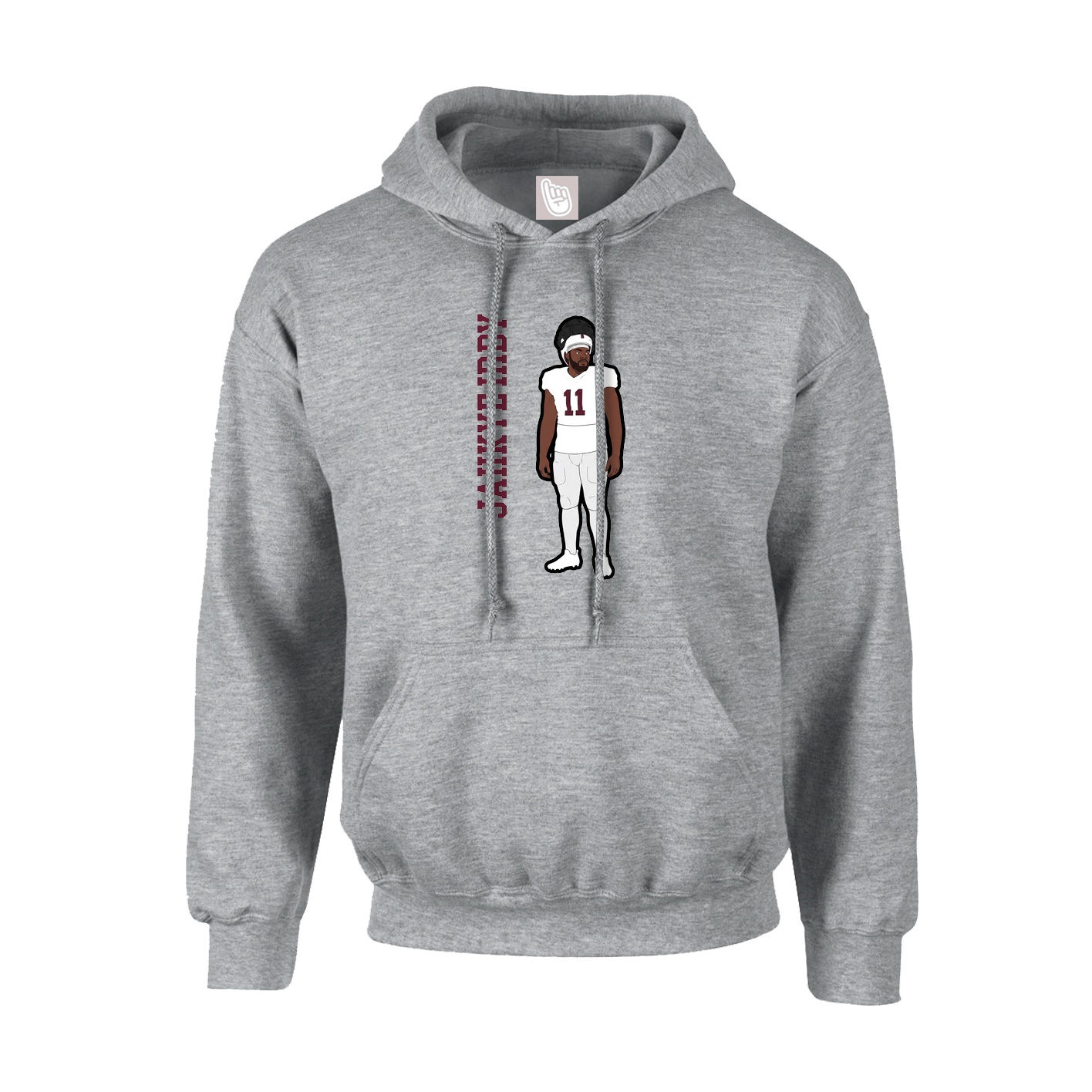 Youth Hoodie — Name Vertical in Grey