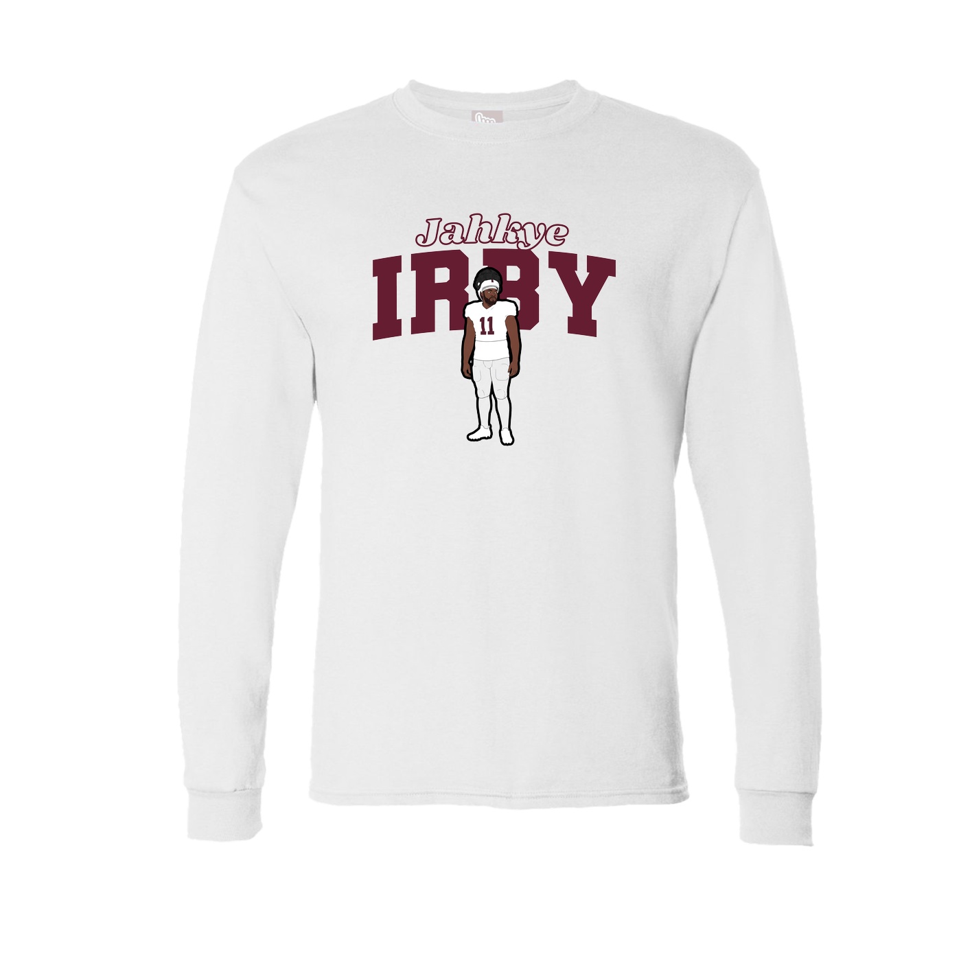 Long Sleeve Tee — Name Arch in White