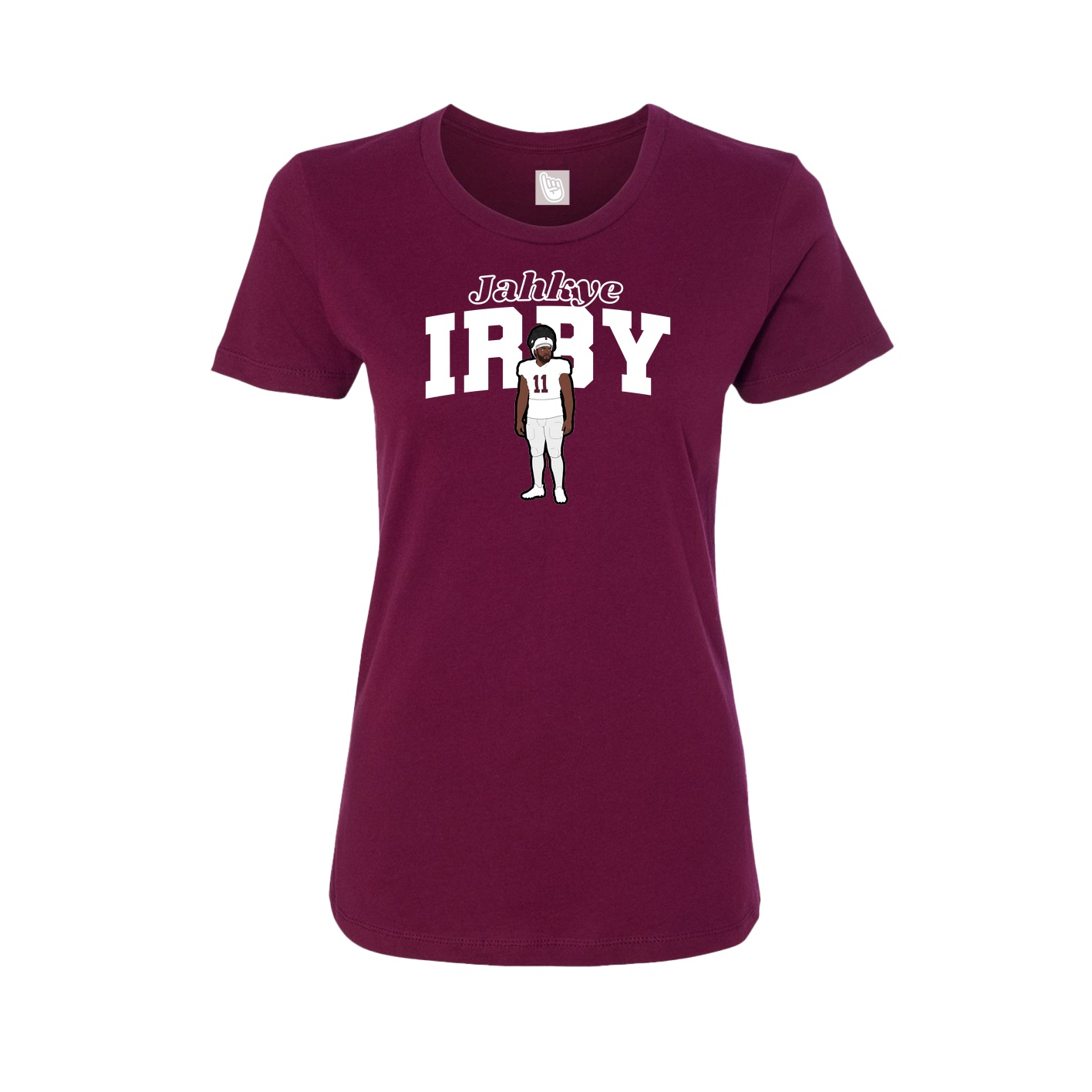 Fitted Women's Tee — Name Arch in Maroon