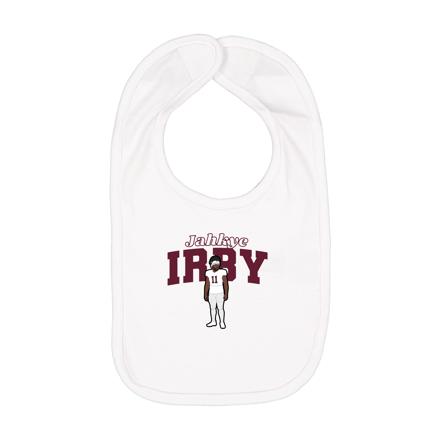 Infant Bib — Name Arch in White