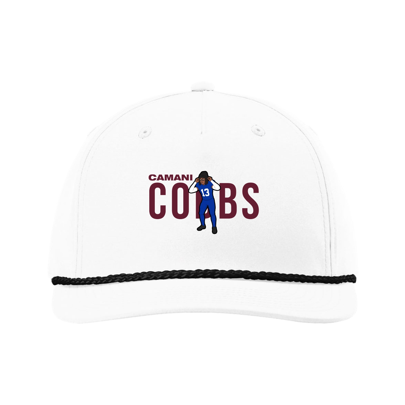 Five-Panel Classic Rope Cap — Player Name in White