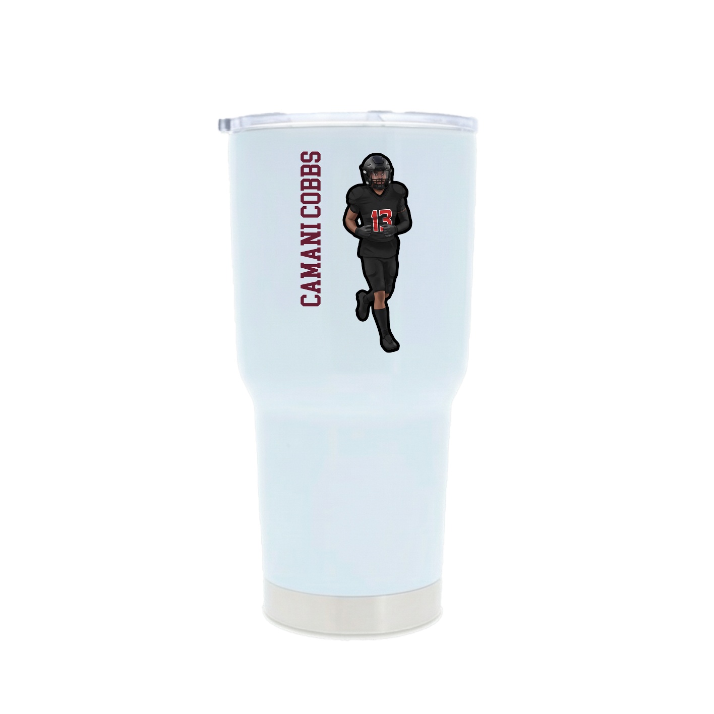 30oz Stainless Steel Tumbler — Name Vertical in White