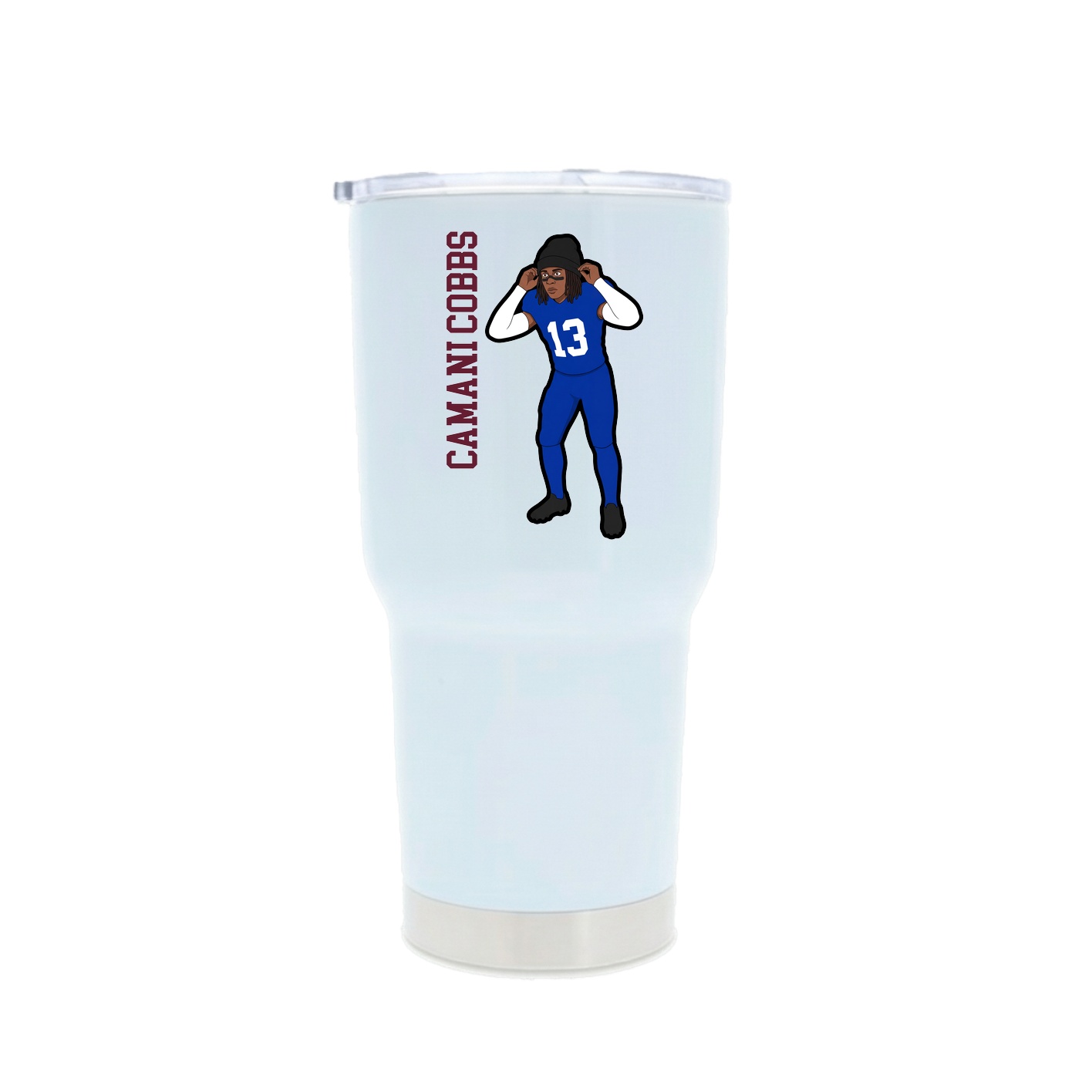 30oz Stainless Steel Tumbler — Name Vertical in White