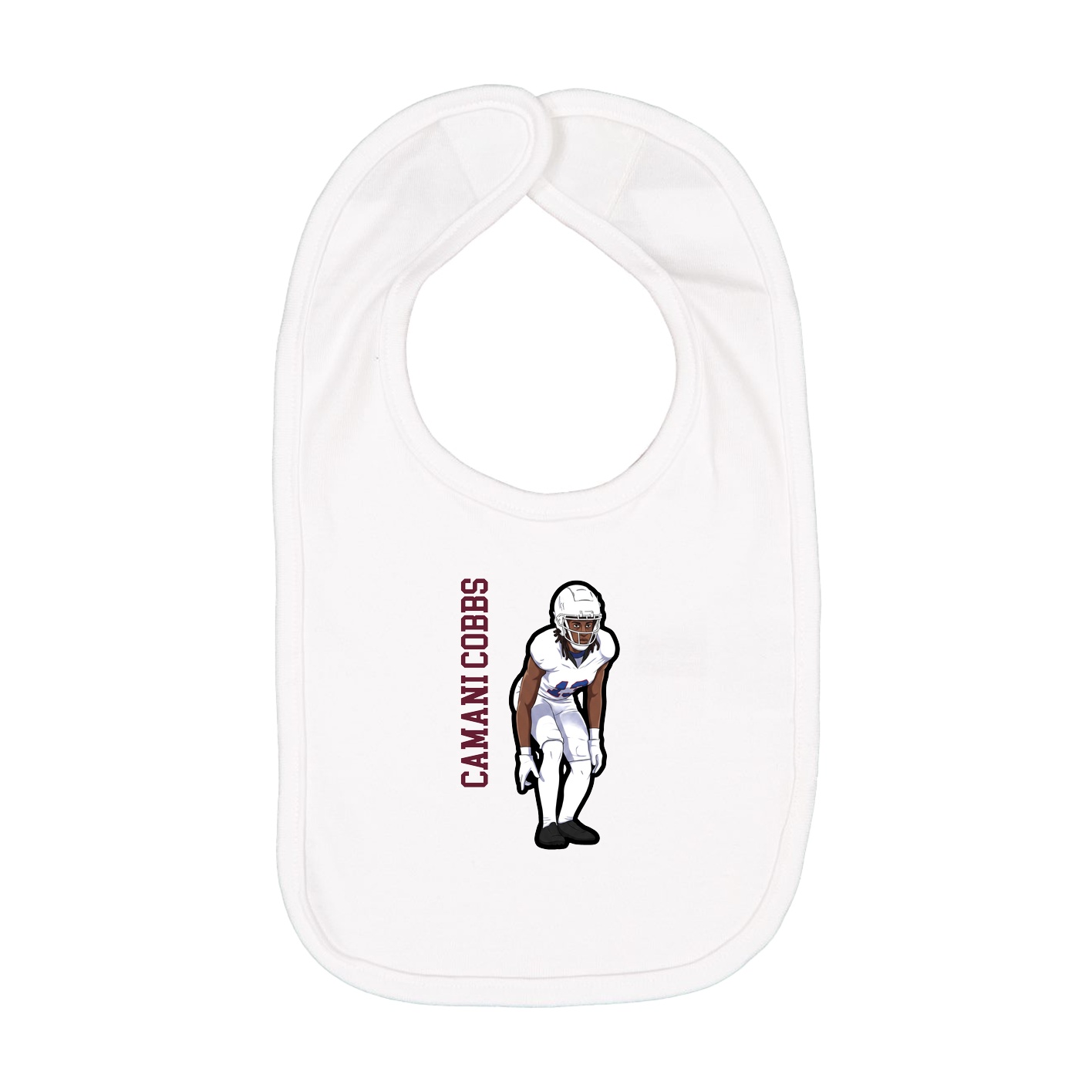 Infant Bib — Name Vertical in White