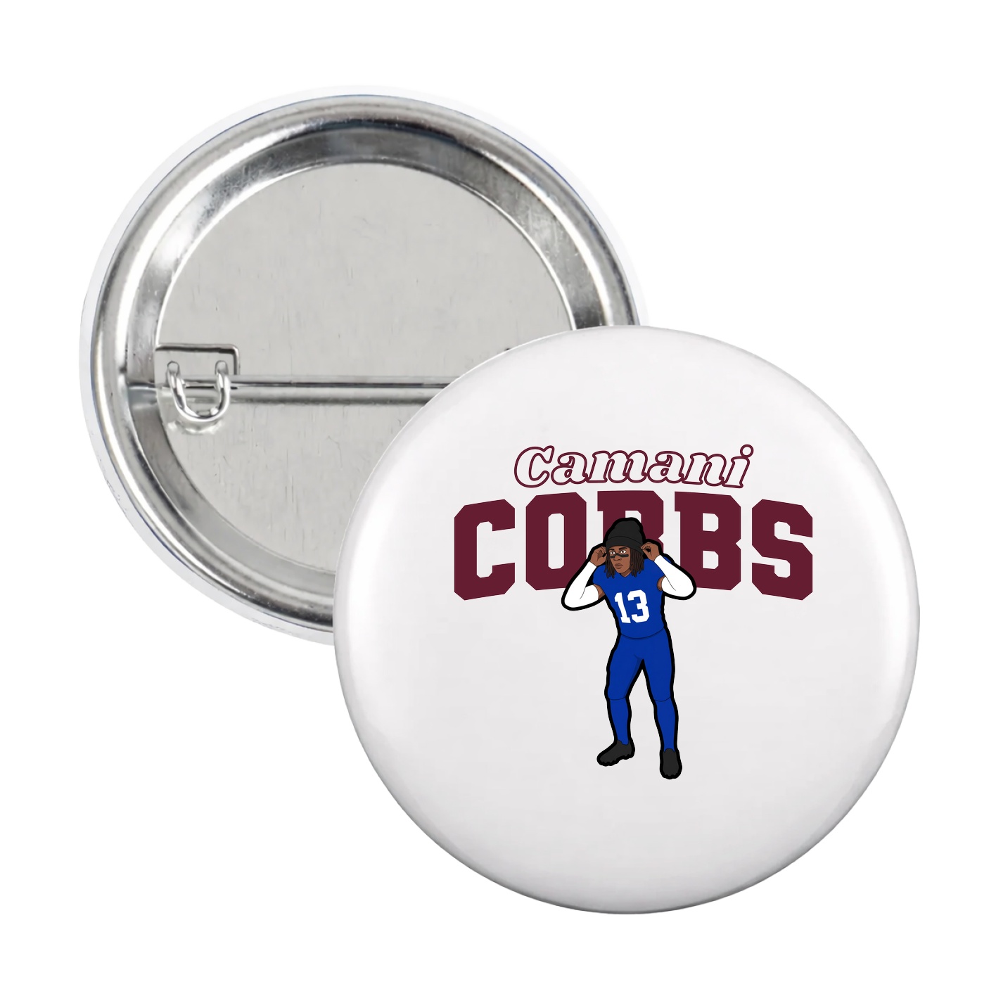 Game Day Button — Name Arch in White