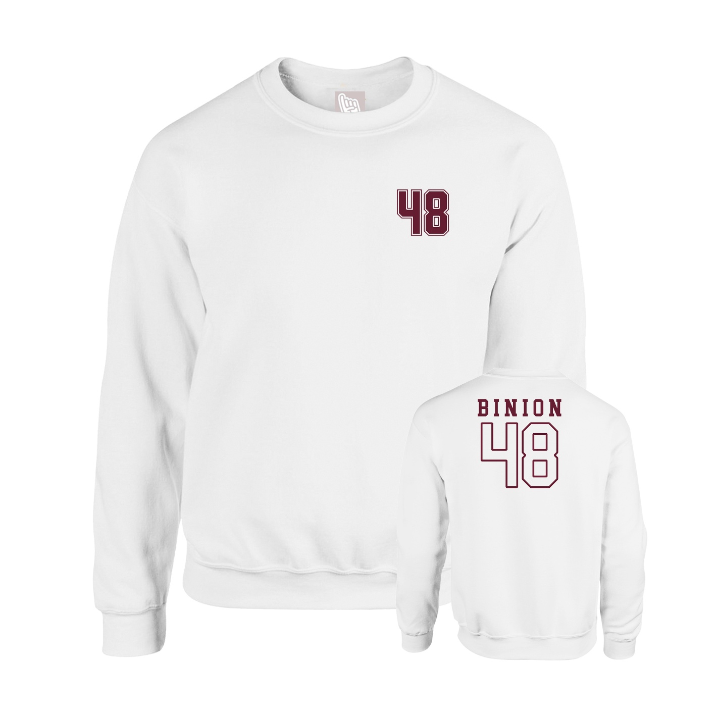 Fleece Crew — Chest Back in White