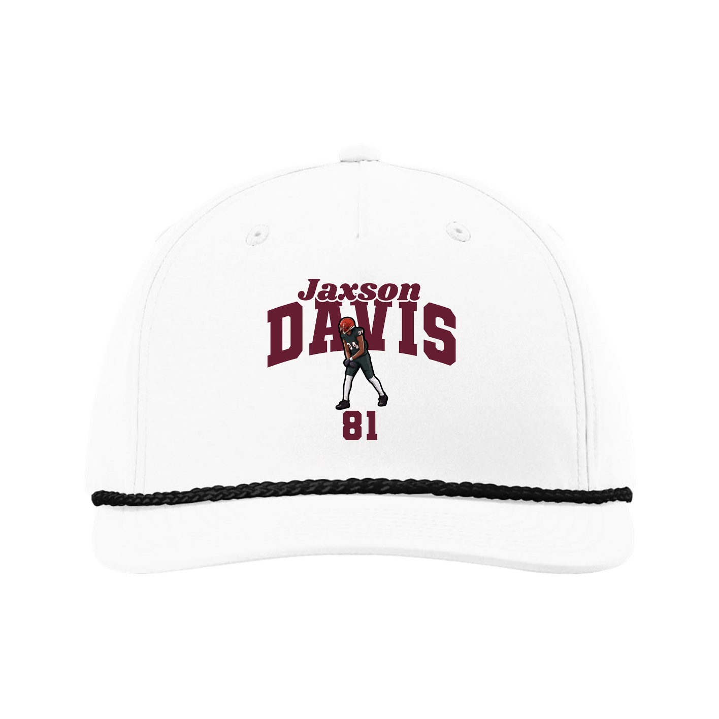 Five-Panel Classic Rope Cap — Signature Arch in White