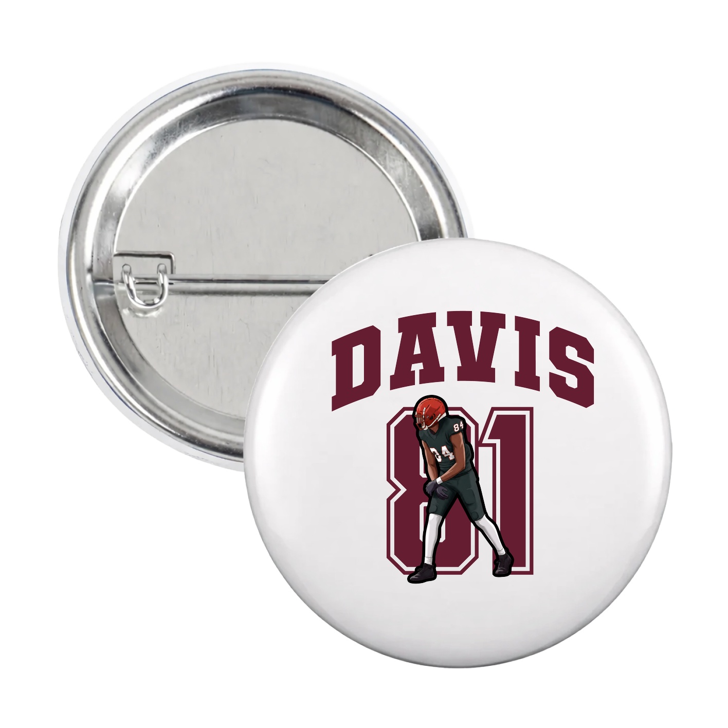 Game Day Button — Number in White