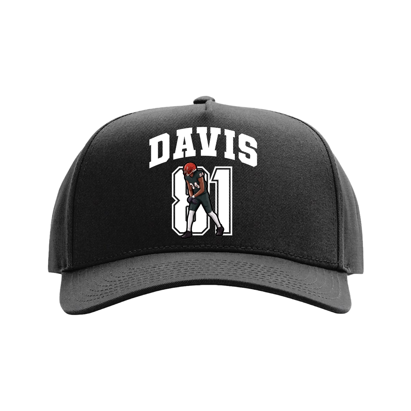 Full Fabric Five-Panel Champ Cap — Number in Black