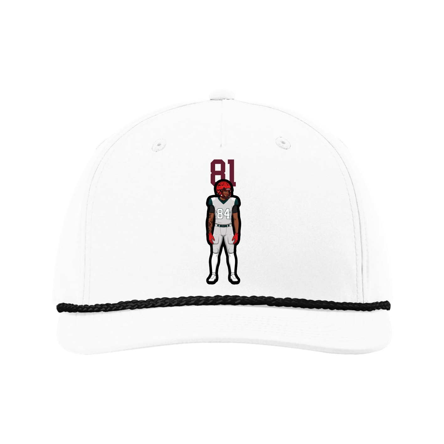 Five-Panel Classic Rope Cap — Number Top in White