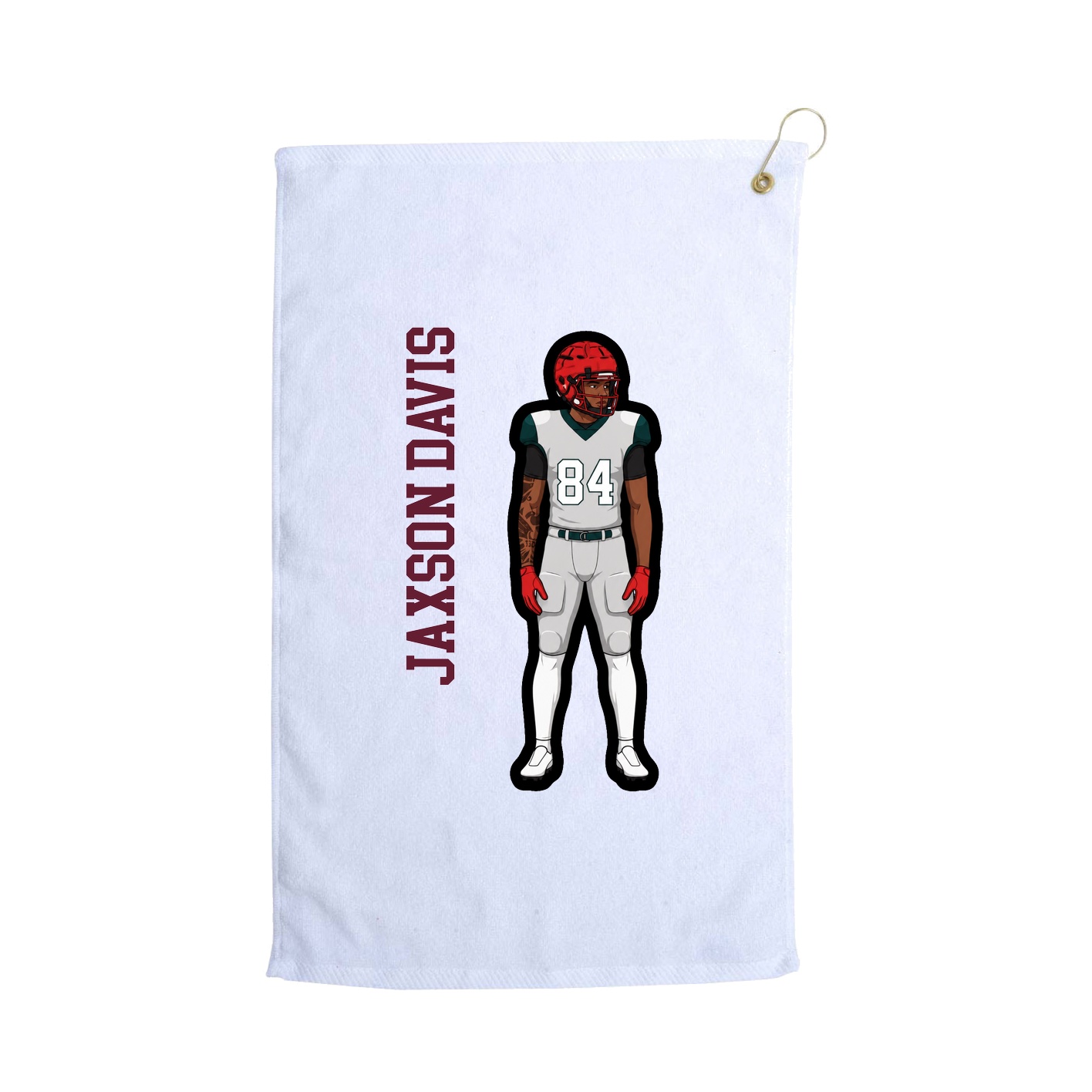 Golf Towel — Name Vertical in White
