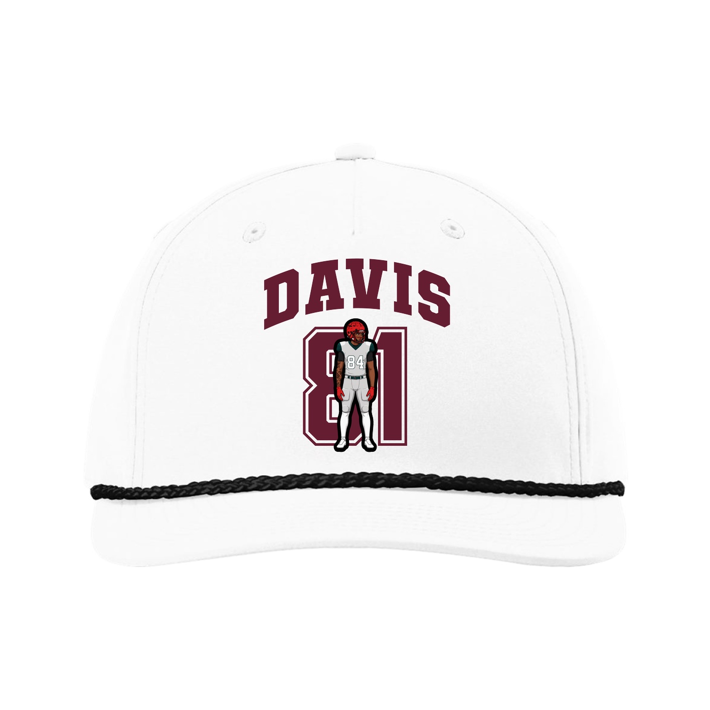 Five-Panel Classic Rope Cap — Number in White