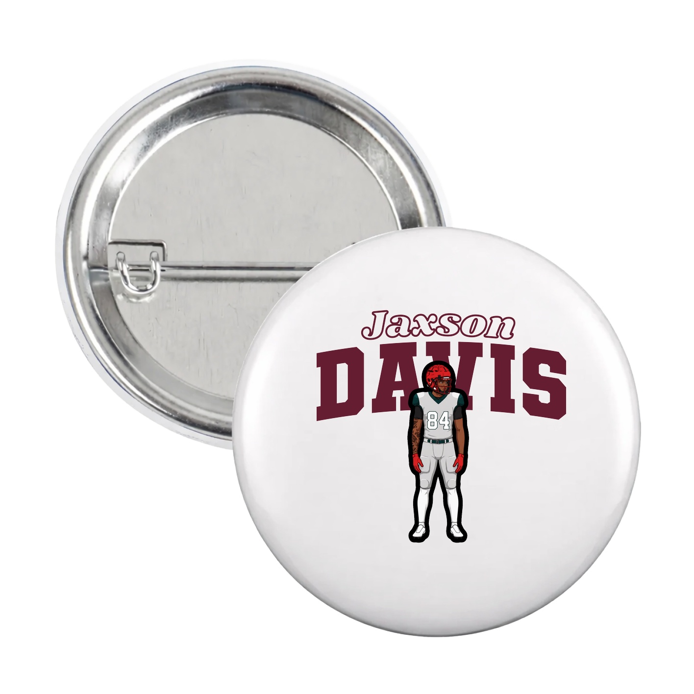 Game Day Button — Name Arch in White