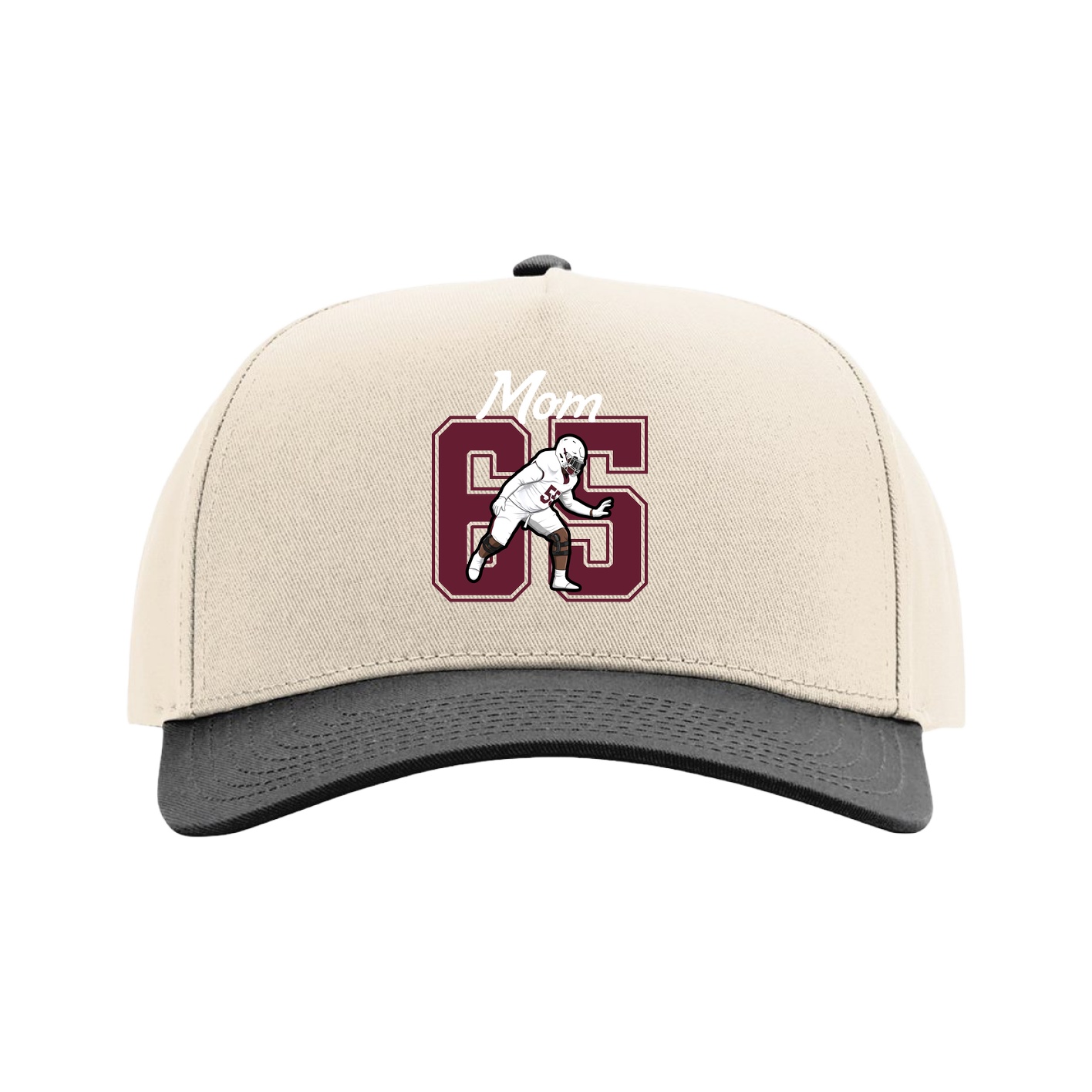 Full Fabric Five-Panel Champ Cap — Mothers Day Shirsey in Cream/Black