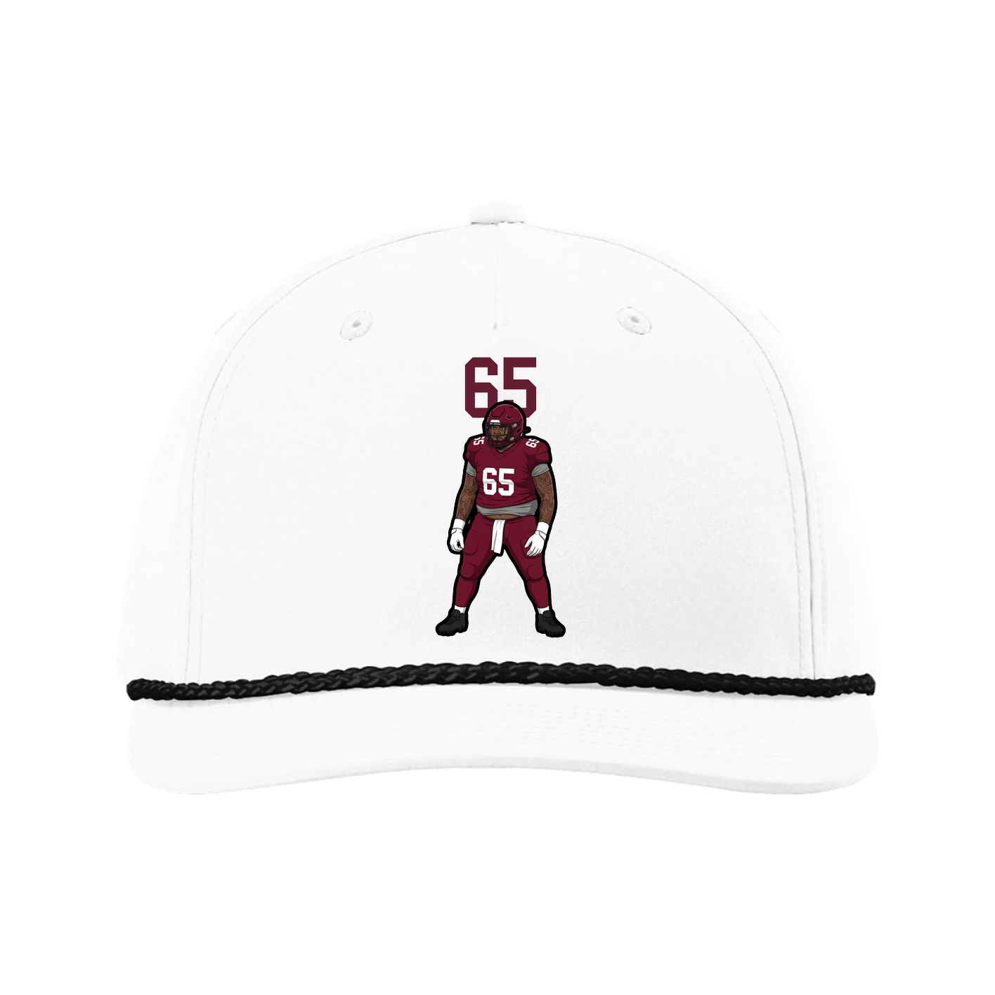 Five-Panel Classic Rope Cap — Number Top in White