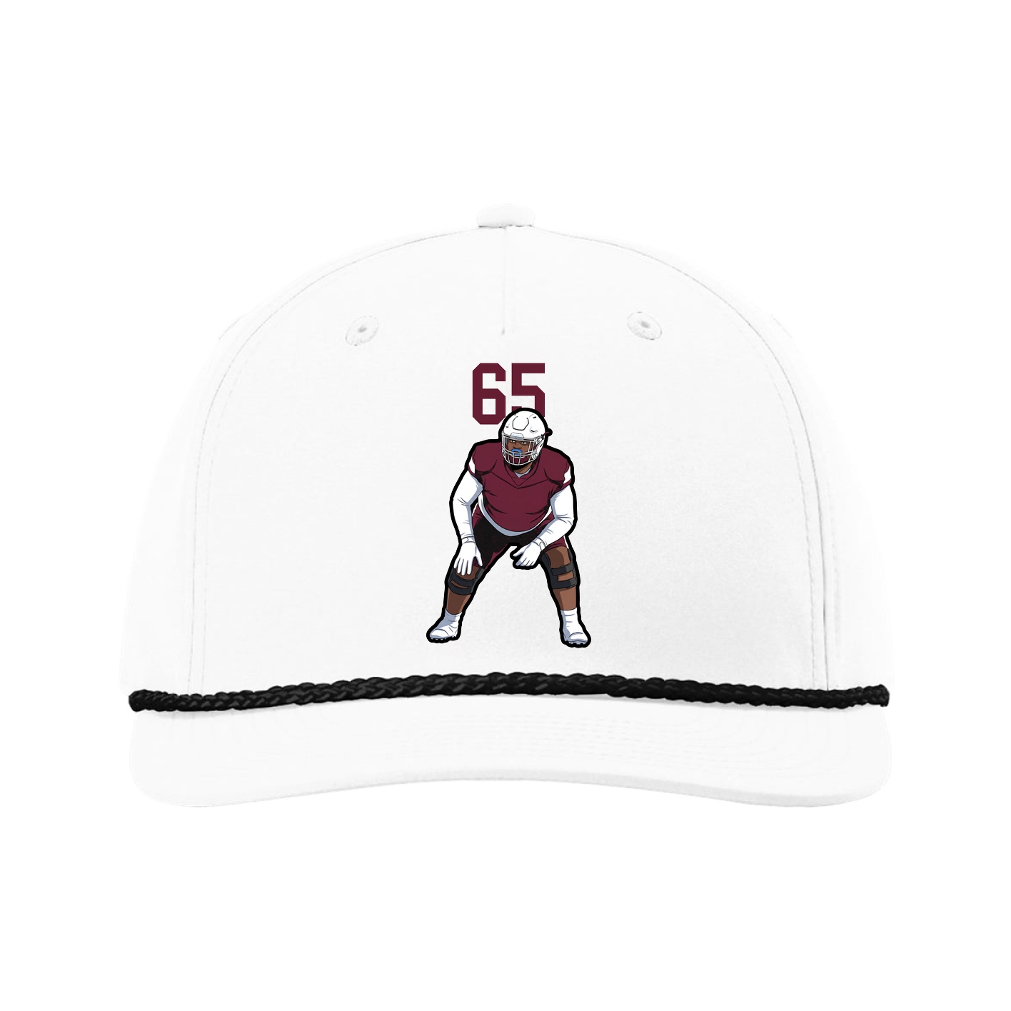 Five-Panel Classic Rope Cap — Number Top in White