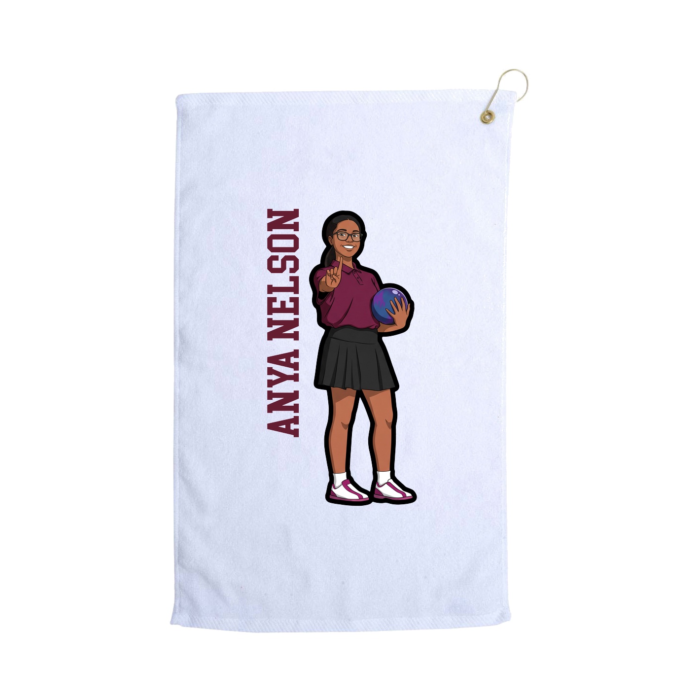 Golf Towel — Name Vertical in White