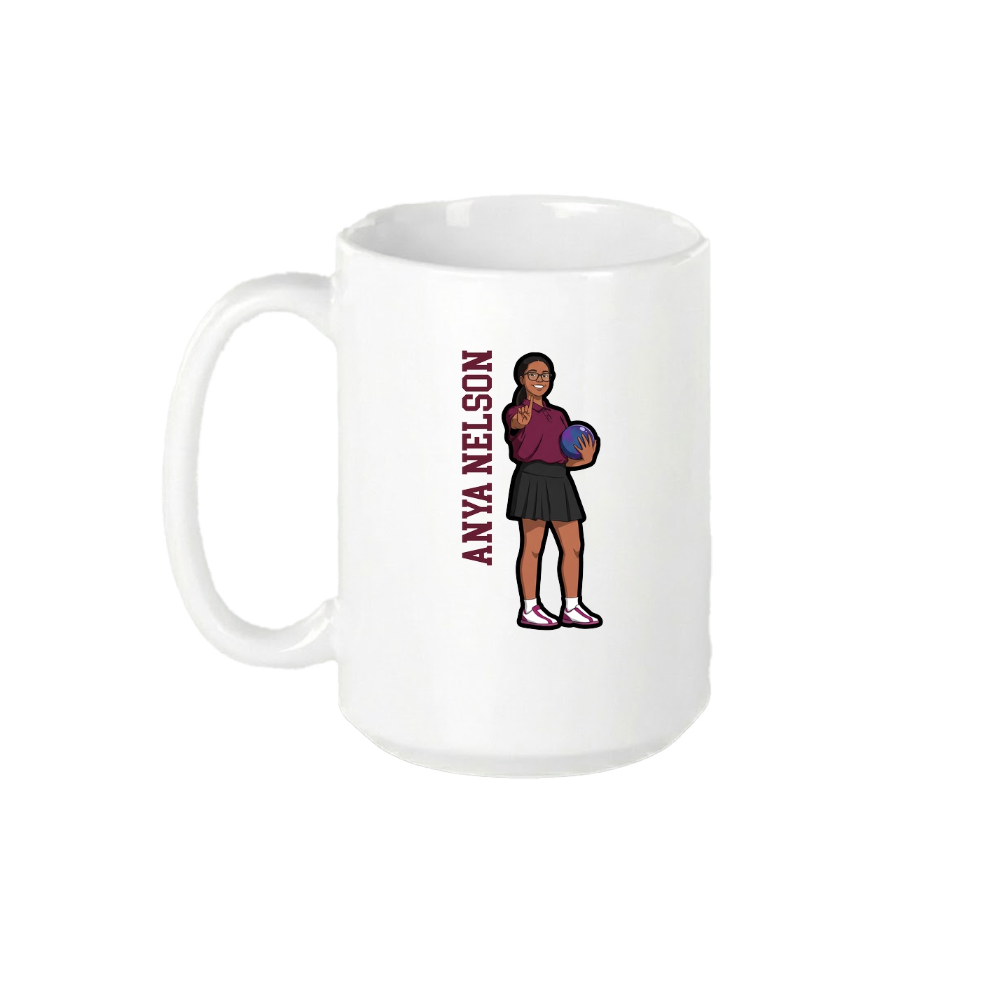 15oz Coffee Mug — Name Vertical in White