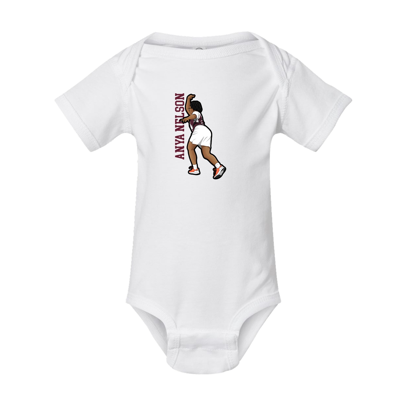 Baby Onesie — Name Vertical in White