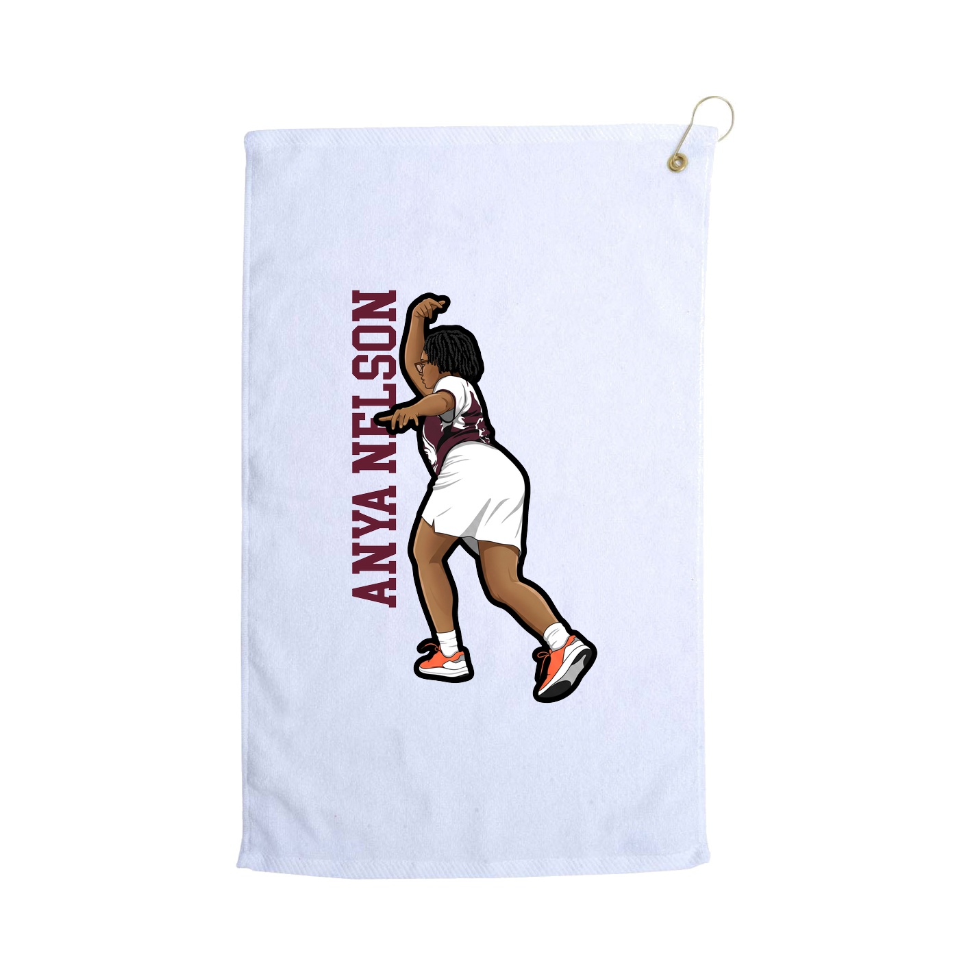 Golf Towel — Name Vertical in White