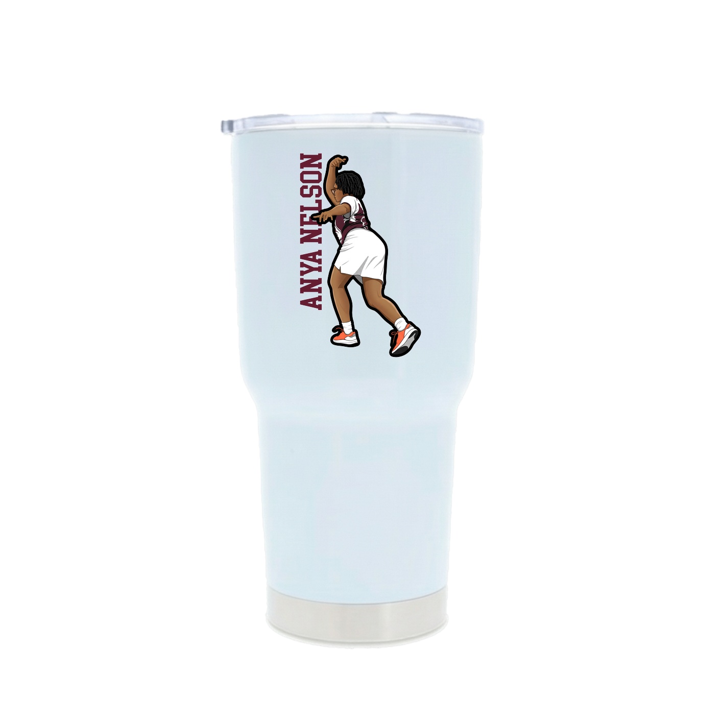 30oz Stainless Steel Tumbler — Name Vertical in White