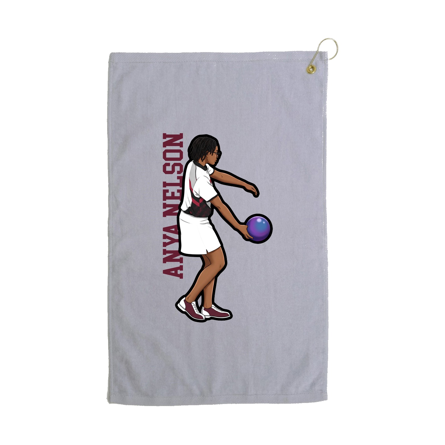 Golf Towel — Name Vertical in Grey