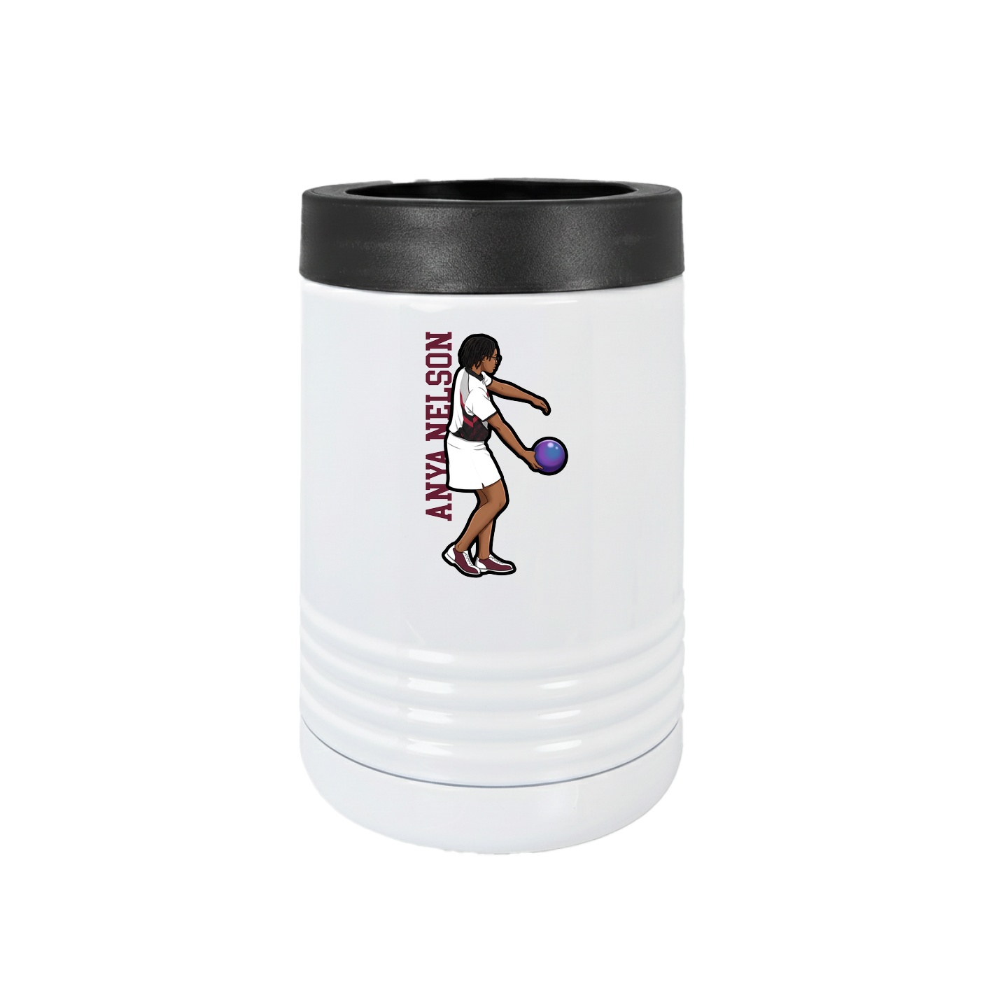 Beverage Holder — Name Vertical in White