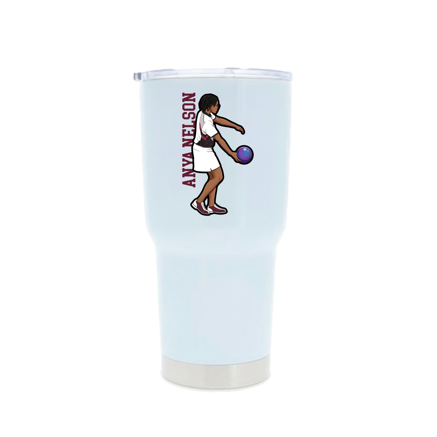 30oz Stainless Steel Tumbler — Name Vertical in White