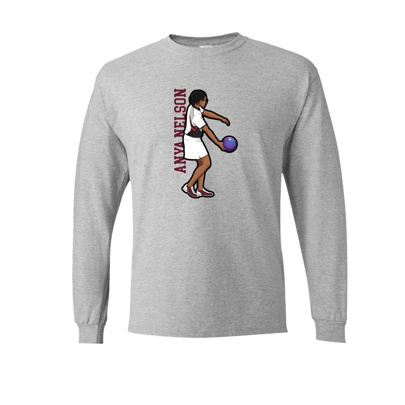 Long Sleeve Tee — Name Vertical in Grey