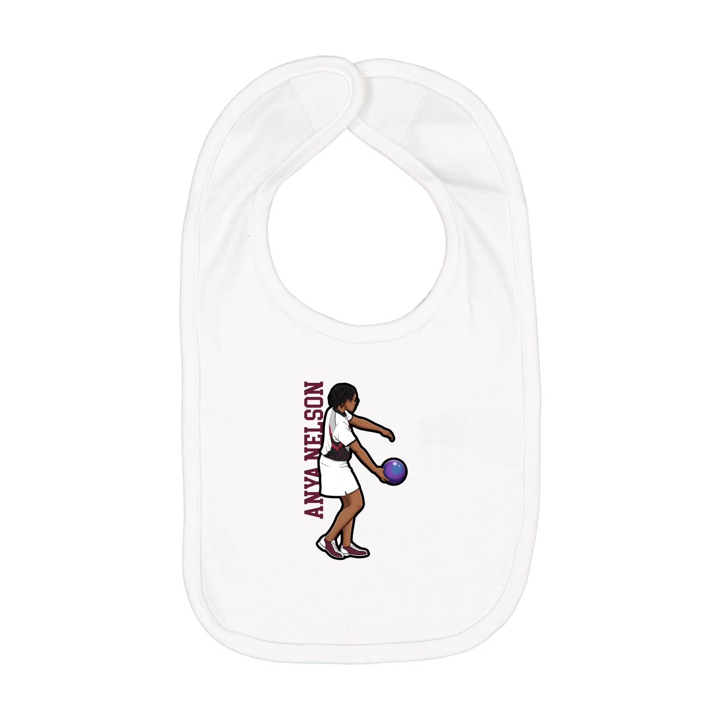 Infant Bib — Name Vertical in White