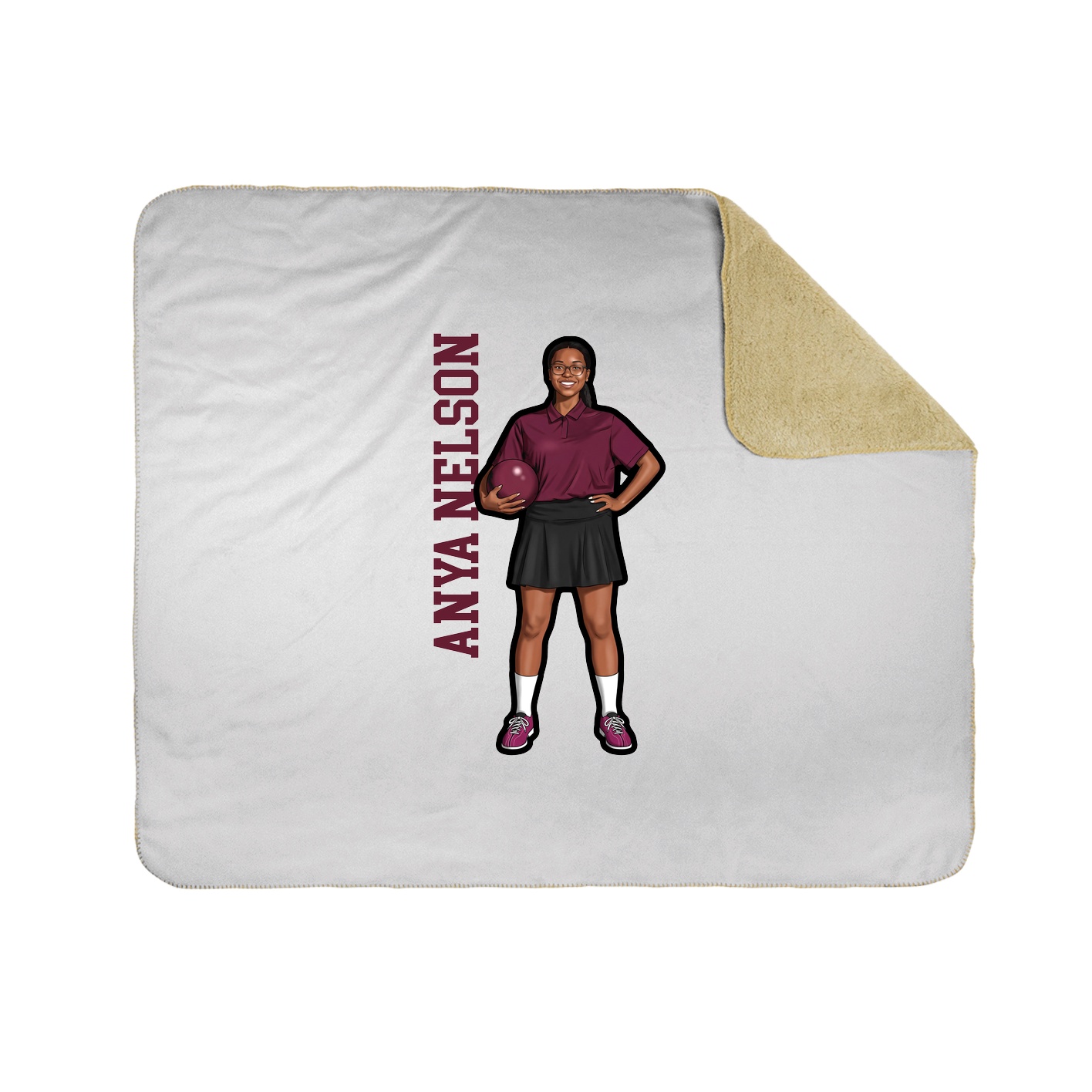 Throw Blanket — Name Vertical in White