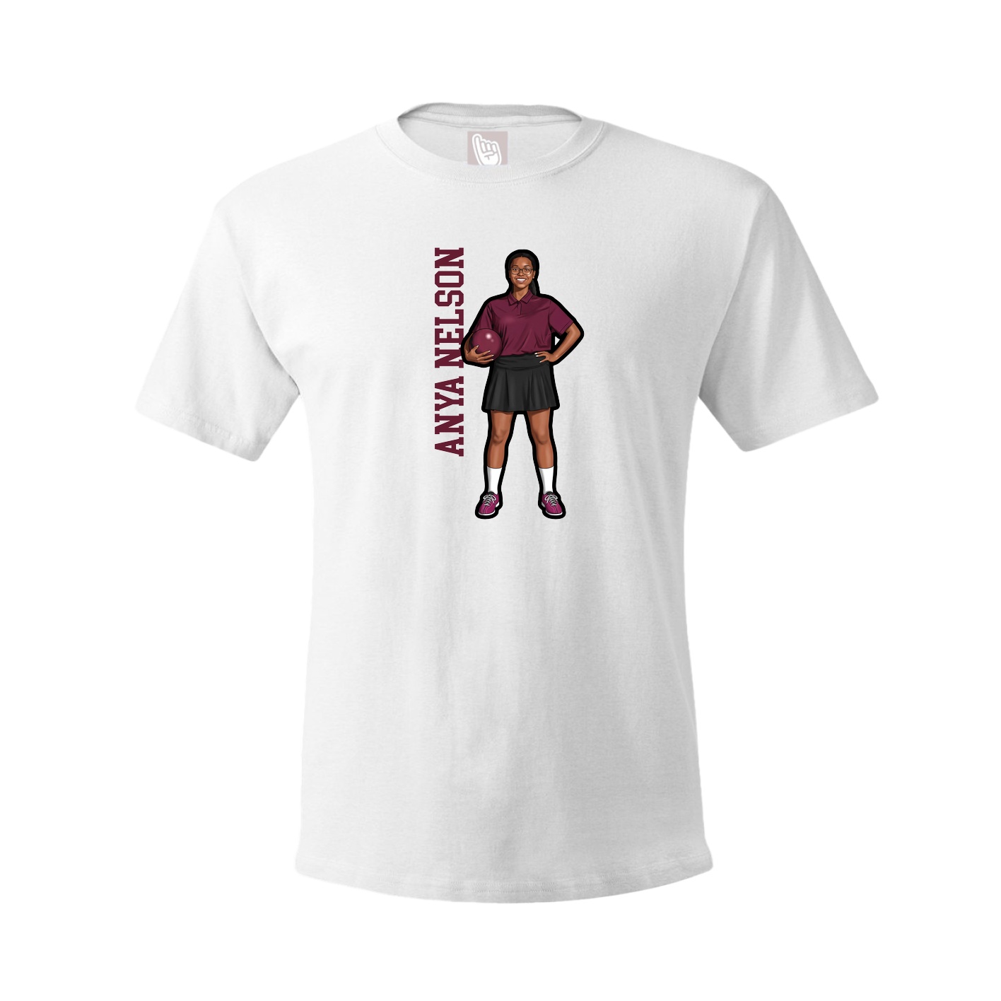 Youth Tee — Name Vertical in White