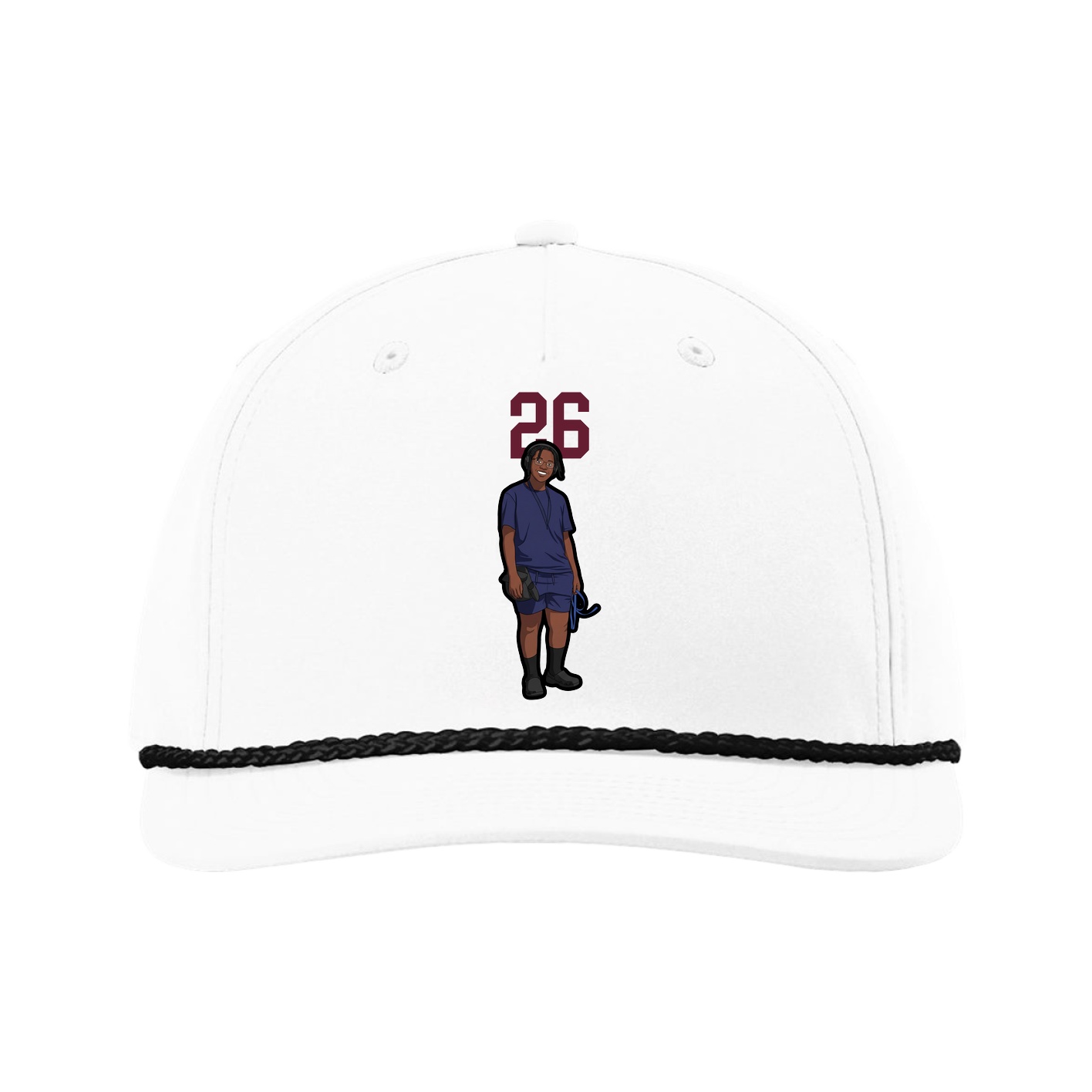 Five-Panel Classic Rope Cap — Number Top in White