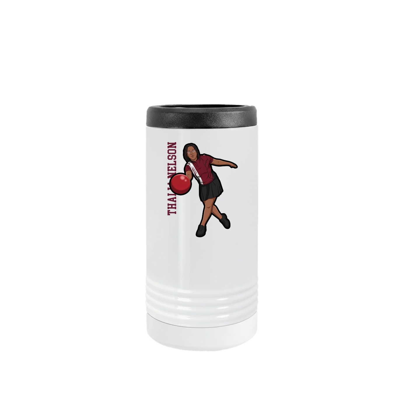 Slim Beverage Holder — Name Vertical in White