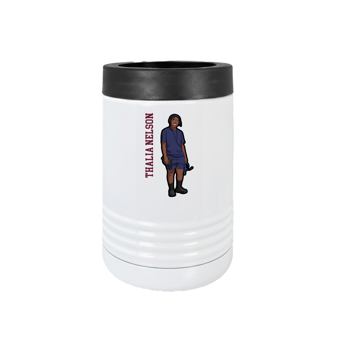 Beverage Holder — Name Vertical in White