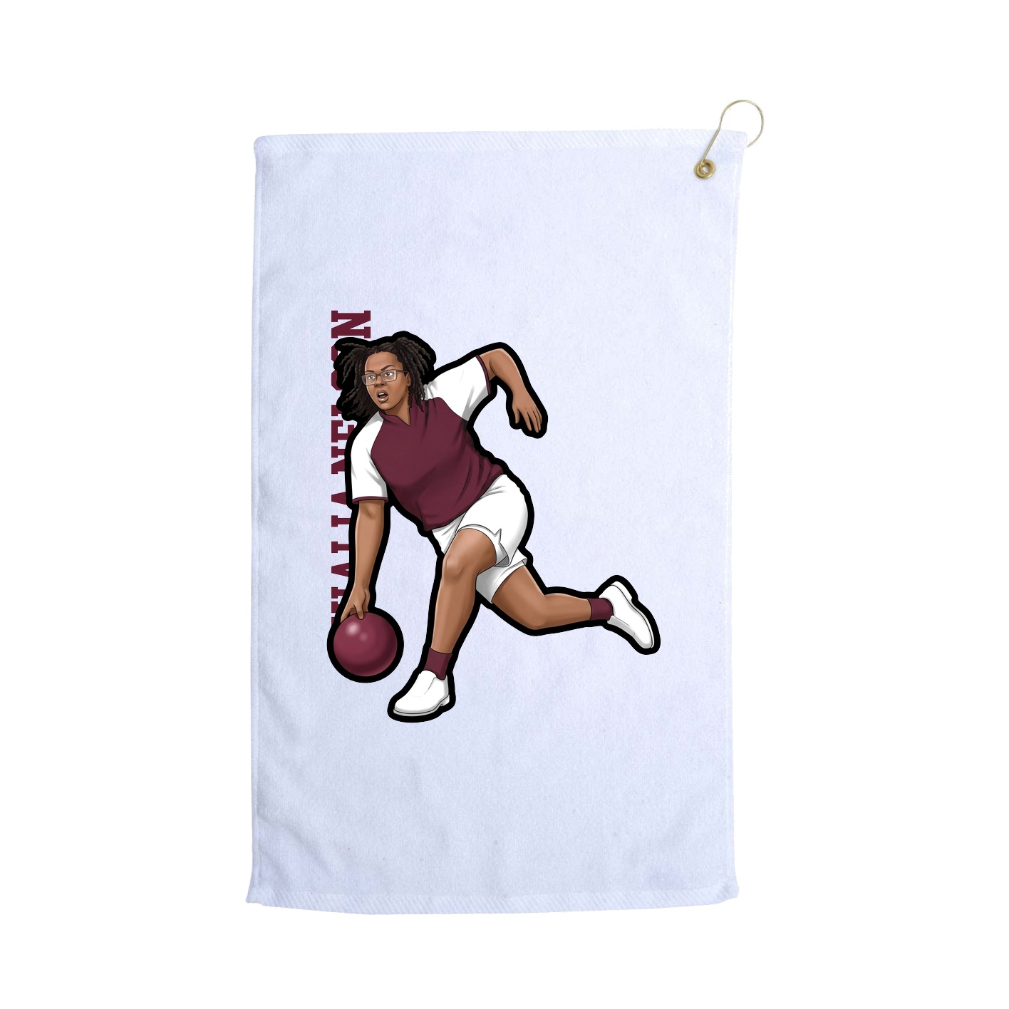 Golf Towel — Name Vertical in White