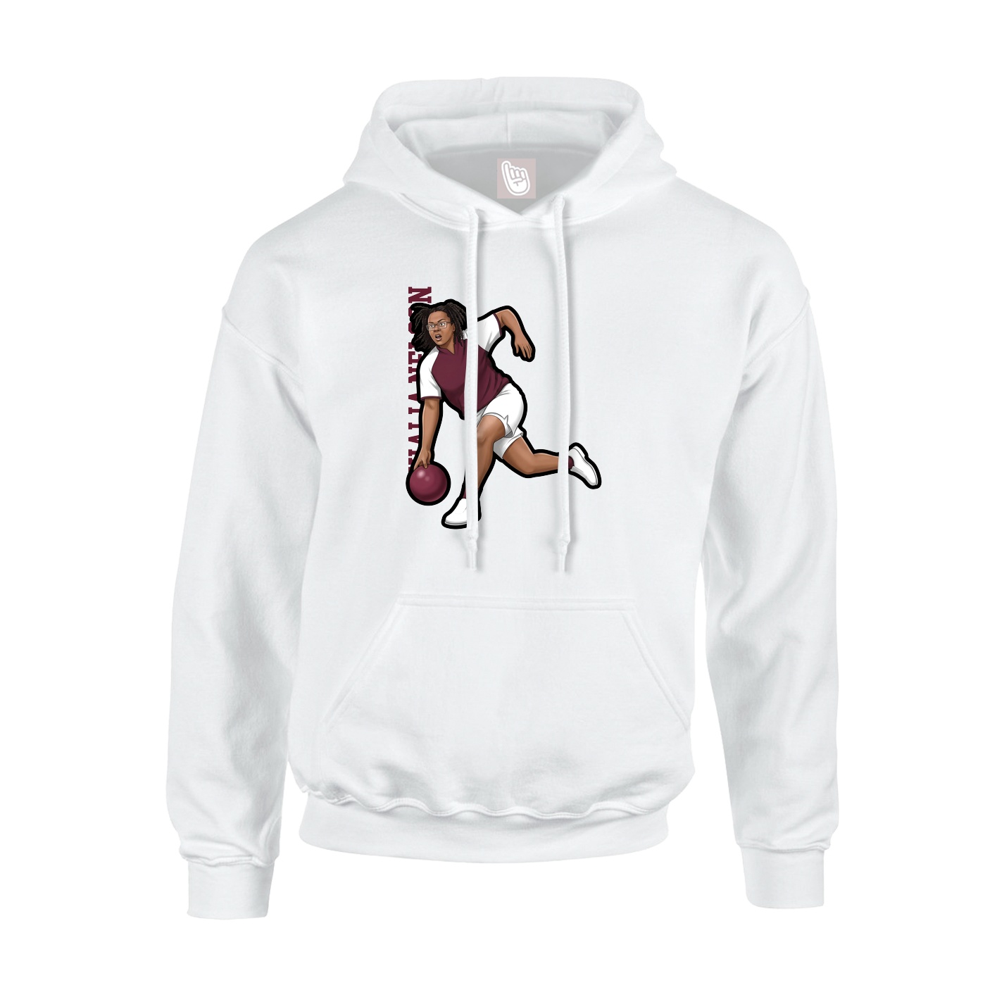 Youth Hoodie — Name Vertical in White
